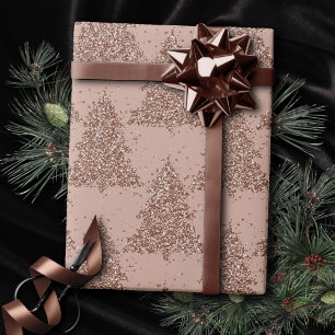 Papier Cadeau Motif Posh Tree   Glam Rose Gold Blush Noël