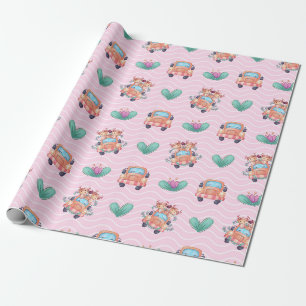 Papier Cadeau Motif pour les Buddies de vache printanières
