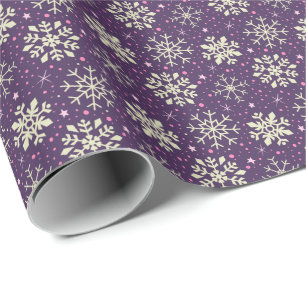 Papier Cadeau Motif pourpre de flocon de neige de mûre de Noël