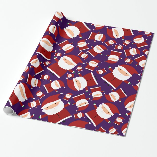 Papier Cadeau Motif pourpre de père Noël (Déroulé)