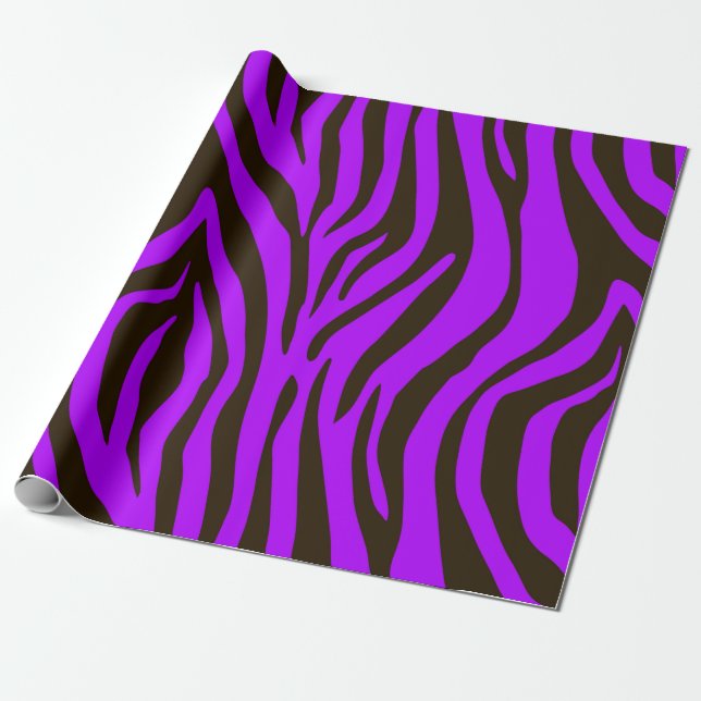 Papier Cadeau Motif pourpre de poster de animal de zèbre (Déroulé)