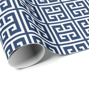 Papier Cadeau Motif principal grec de bleu marine