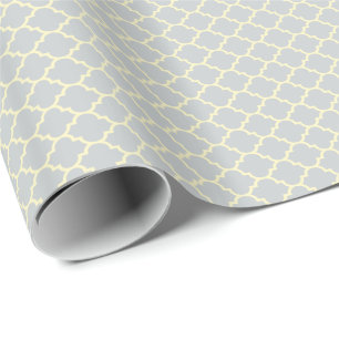Papier Cadeau Motif Quatrefoil Gris Clair Et Beige