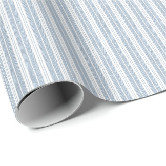 Papier Cadeau Motif rayé à chevrons bleu doux et fougère