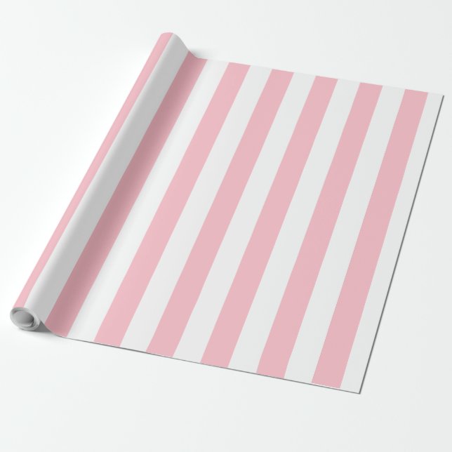 Papier Cadeau Motif rayé blanc rose clair lumineux élégant (Déroulé)