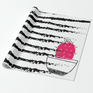 Papier Cadeau Motif rayé Cactus rose