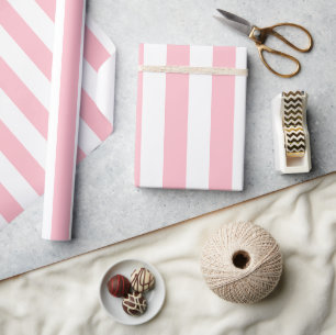 Papier Cadeau Motif rayé élégant rose clair blanc