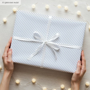 Papier Cadeau Motif rayé élégant simple gris blanc