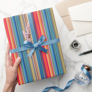 Papier Cadeau Motif rayé multicolore