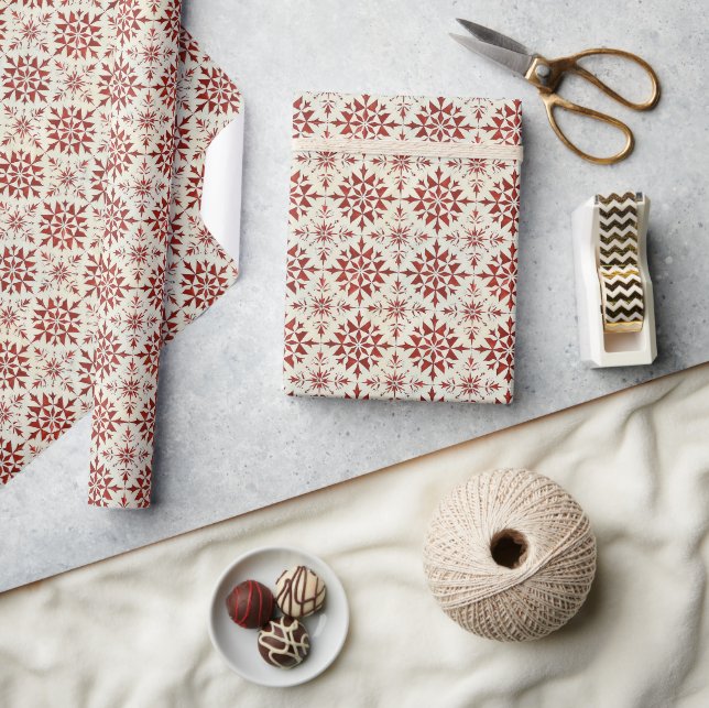 Papier Cadeau Motif rayonnant de couverture de Noël en blanc fon (Artisanat)