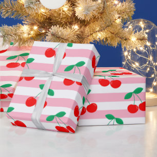Papier Cadeau Motif Rayure Cerise – Cadeau & Décoration de Fruit