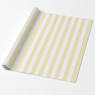Papier Cadeau Motif rayure verticale en jaune beurre et blanc