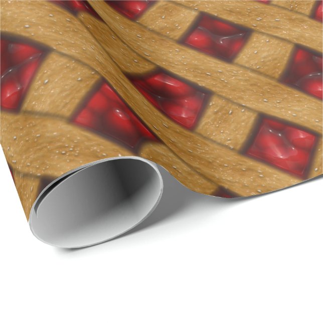Papier Cadeau Motif Red Cherry Pie pour boulangers (Coin rond)
