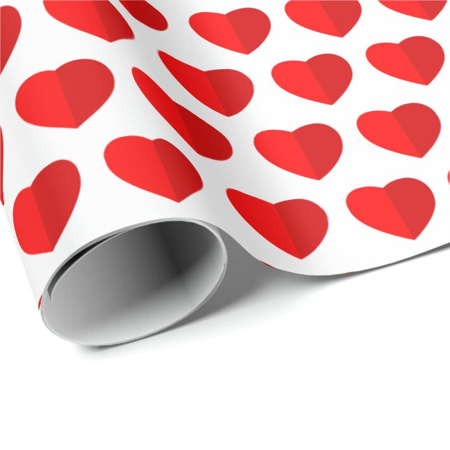 Papier Cadeau Motif Red Paper Hearts (Coin rond)