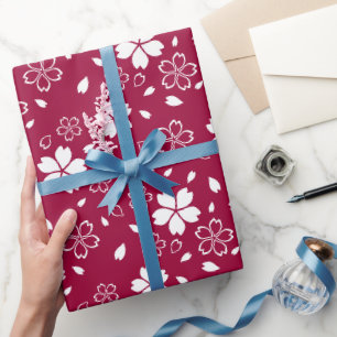 Papier Cadeau Motif Red Sakura