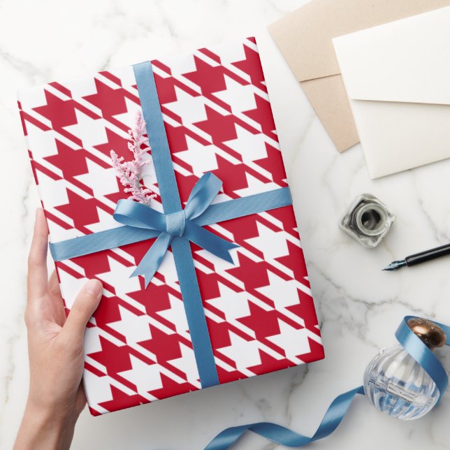 Papier Cadeau Motif répétitif Red Houndstooth (Cadeaux)