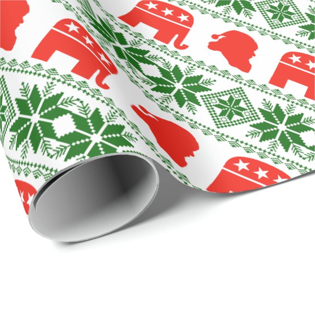 Papier Cadeau Motif républicain de Père Noël de Noël (Coin rond)