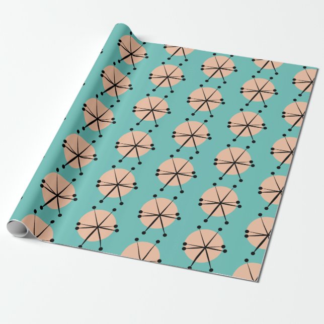 Papier Cadeau Motif Retro Atomic Stars (Déroulé)