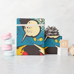 Papier Cadeau Motif Retro Vintage Comics
