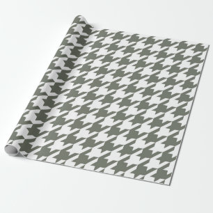 Papier Cadeau Motif Retro vintage Dogtooth Vert Et Blanc