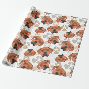 Papier Cadeau Motif Rhodesian Ridgeback de pattes de chien
