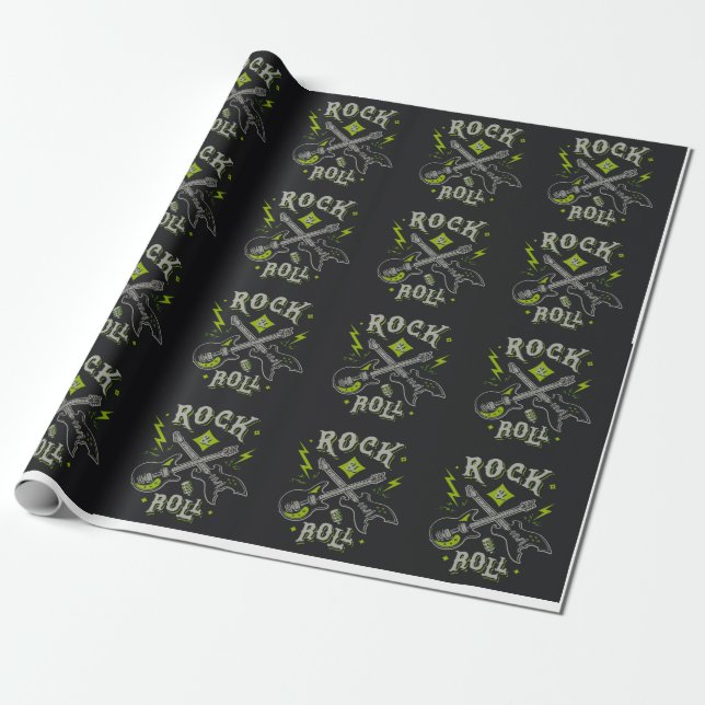 Papier Cadeau Motif Rock Music (Déroulé)