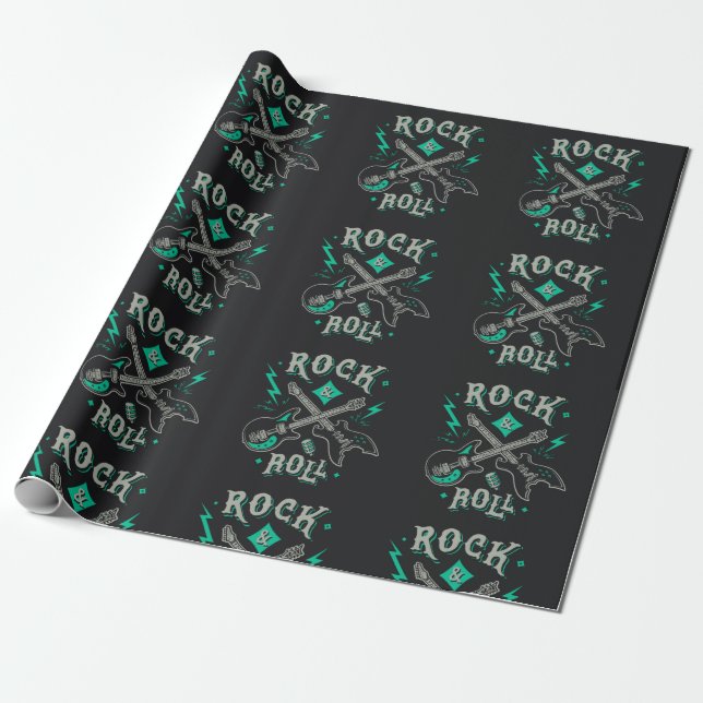 Papier Cadeau Motif Rock Music (Déroulé)