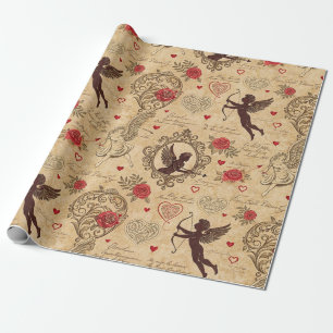Papier Cadeau Motif romantique de vintage Cupid (10)