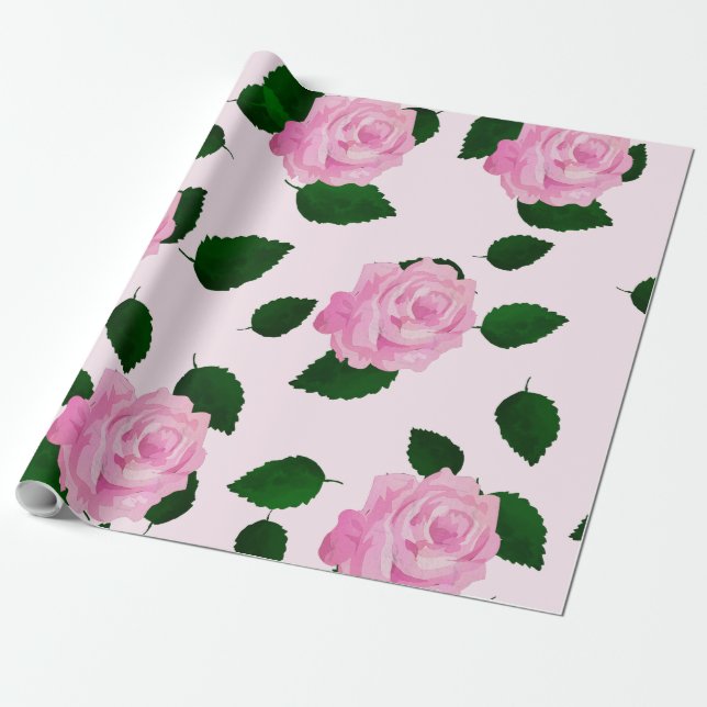 Papier Cadeau Motif rose (Déroulé)