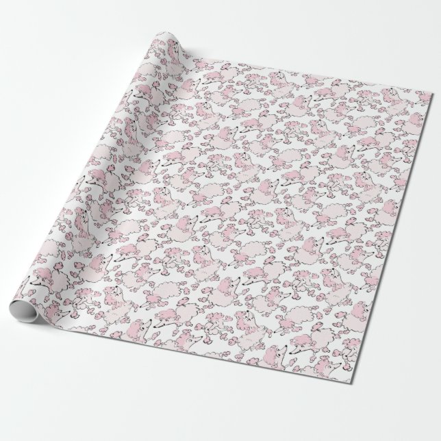 Papier Cadeau Motif rose de caniche (Déroulé)