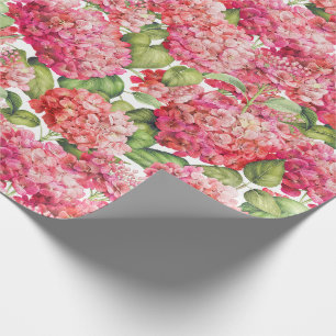 Papier Cadeau Motif rose de corail floral d'hortensia