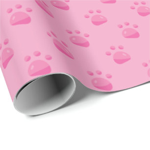 Papier Cadeau Motif rose d'empreintes de pattes tout arrière -