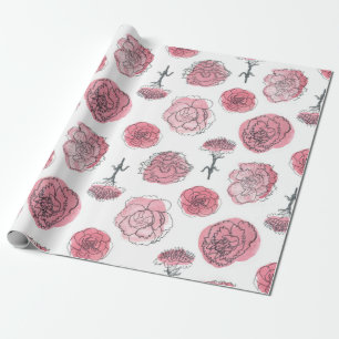 Papier Cadeau Motif rose d'oeillet