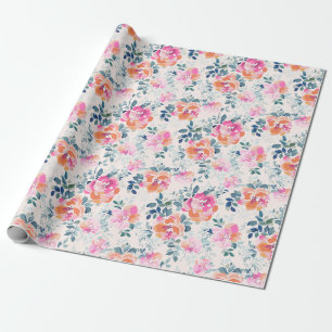 Papier Cadeau Motif rose et Turquoise