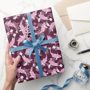 Papier Cadeau Motif rose et violet - Koi Fish