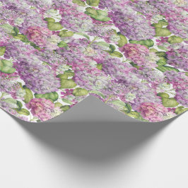Papier Cadeau Motif rose floral de lavande d'hortensia