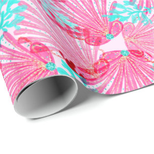 Papier Cadeau Motif rose Girly de coquilles