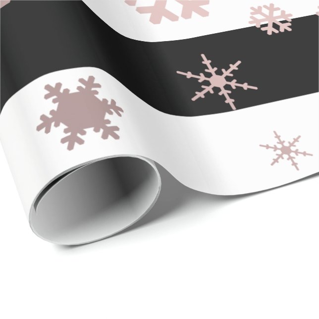 Papier Cadeau Motif rose Gold & Black Christmas Snowflake (Coin rond)