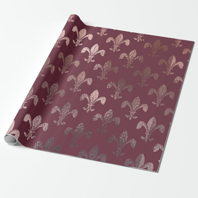 Papier Cadeau Motif rose Gold Fleur-de-Lis en Bourgogne (Déroulé)