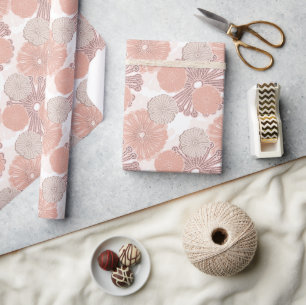 Papier Cadeau Motif rose Gold Flower