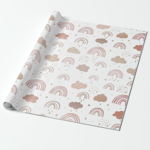 Papier Cadeau Motif rose Gold Rainbow
