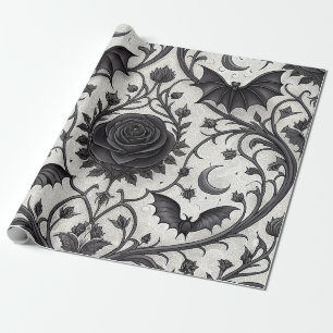 Papier Cadeau Motif Rose Gothique Foncé (3)