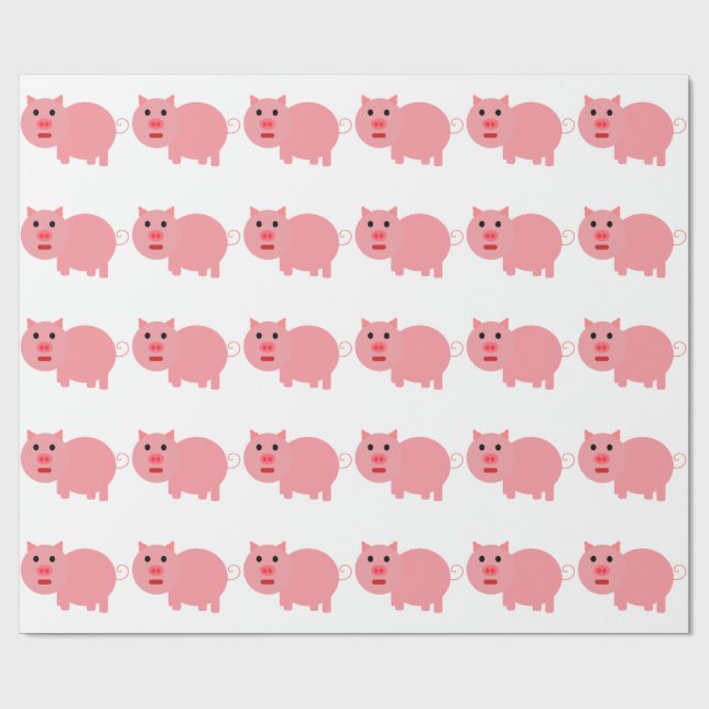 PAPIER CADEAU MOTIF ROSE GRAPHIQUE DE PORC (Plat)