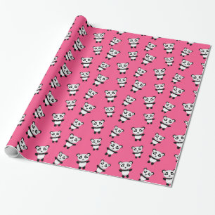Papier Cadeau Motif rose mignon de panda