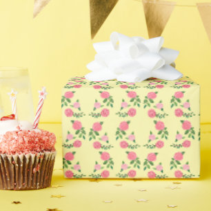Papier Cadeau Motif Roses thé Cute Floral Féminin Doux 