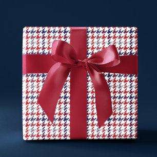 Papier Cadeau Motif rouge blanc et bleu Houndstooth