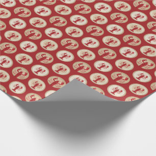 Papier Cadeau Motif rouge de homard - fruits de mer nautiques