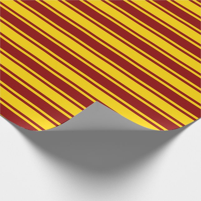 Papier Cadeau Motif rouge foncé et jaune rayures/lignes (Coin)