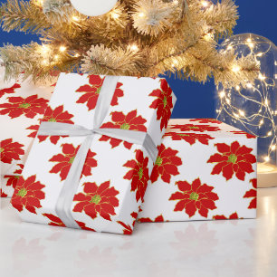 Papier Cadeau Motif Rouge Gold Poinsettia