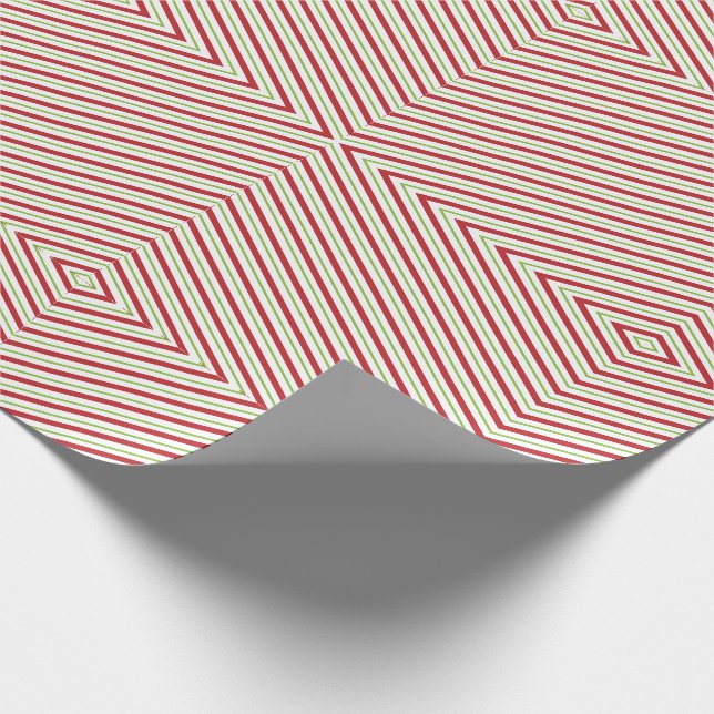 Papier Cadeau Motif rouge vert blanc miroir rétro Noël (Coin)